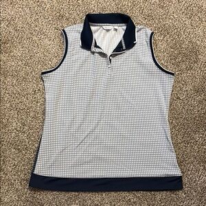 Lady Hagen Navy and White Sleeveless Golf Polo Shirt XL EUC